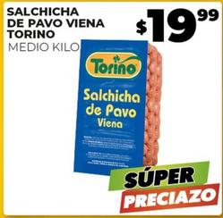 Oferta de Torino - Salchicha De Pavo Viena por $19.99 en Merco