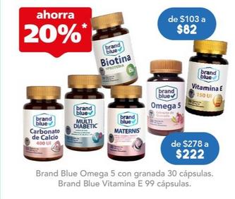 Oferta de Brand Blue - Omega 5 Con Granada 30 Cápsulas. por $82 en Farmacia San Pablo