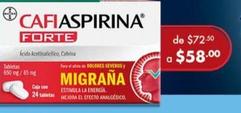 Oferta de Cafiaspirina - Forte 24 Tabletas por $58 en Farmacia San Pablo