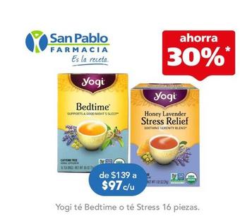Oferta de Yogi - Te Bedtime O Te Stress 16 Piezas por $97 en Farmacia San Pablo