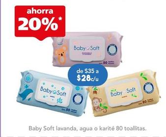 Oferta de Baby Soft - Lavanda, Agua O Karite 80 Toallitas por $28 en Farmacia San Pablo