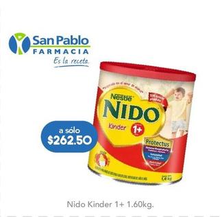 Oferta de Nestle - Nido Kinder 1+1.60kg por $262.5 en Farmacia San Pablo