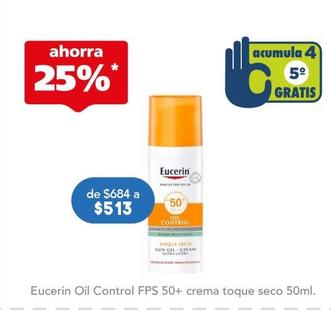 Oferta de Eucerin - Oil Control FPS 50+Crema Toque Seco 50Ml por $513 en Farmacia San Pablo