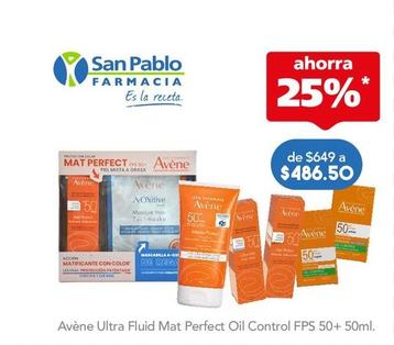 Oferta de Avene - Ultra Fluid Mat Perfect Oil Control Fps 50 + 50Ml por $486.5 en Farmacia San Pablo