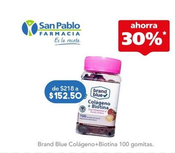 Oferta de Brand Blue - Colageno+Biotina 100 Gomitas  por $152.5 en Farmacia San Pablo