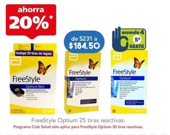 Oferta de Freestyle - Optium 25 Tiras Reactivas por $184.5 en Farmacia San Pablo