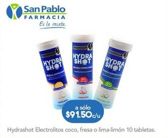 Oferta de Hydrashot - Electrolitos Coco   por $91.5 en Farmacia San Pablo