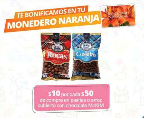 Oferta de McKim - $10 Por Cada $50 De Compra En Pasitas O Arroz Cubierto Con Chocolate en La Comer