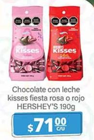 Oferta de Hershey's - Chocolate Con Leche Kisses Fiesta Rosa O Rojo por $71 en La Comer