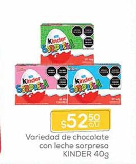 Oferta de Kinder - Variedad De Chocolate Con Leche Sorpresa por $52.5 en Fresko