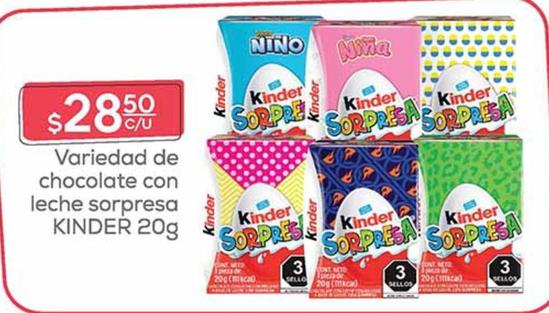 Oferta de Kinder - Variedad De Chocolate Con Leche Sorpresa por $28.5 en Fresko