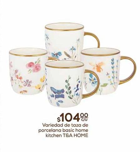 Oferta de  T&A Home - Variedad De Taza De Porcelana Basic Home Kitchen por $104 en Fresko