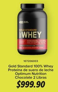 Oferta de Gold Standard - 100% Whey Proteína de suero de leche Optimum Nutrition Chocolate 2 Libras por $999.9 en GNC