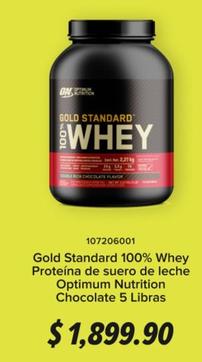 Oferta de Gold Standard - 100% Whey Proteína de suero de leche Optimum Nutrition Chocolate 5 Libras por $1899.9 en GNC