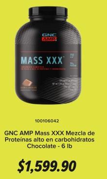 Oferta de GNC AMP - Mass XXX Mezcla de Proteínas alto en carbohidratos Chocolate - 6 lb por $1599.9 en GNC