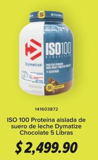Oferta de Iso 100 - Proteína Aislada De Suero De Leche Dymatize Chocolate 5 Libras por $2499.9 en GNC