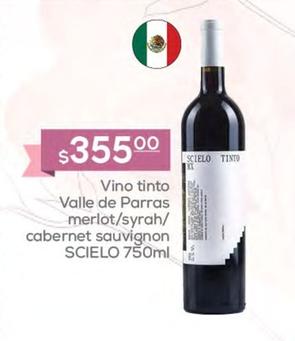 Oferta de  Scielo - Vino Tinto Valle De Parras Merlot/Syrah/Cabernet Sauvignon por $355 en Fresko