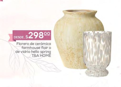 Oferta de T&A Home - Florero De Cerámica Farmhouse Flair O De Vidrio Hello Spring  por $298 en Fresko