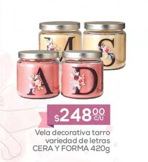Oferta de Cera Y Forma - Vela Decorativa Tarro Variedad De Letras  por $248 en Fresko