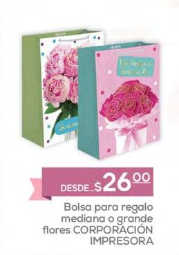 Oferta de Corporación Impresora - Bolsa Para Regalo Mediana O Grande Flores  por $26 en Fresko