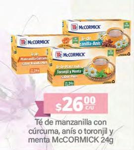 Oferta de Mccormick - Te De Manzanilla Con Curcuma,Anis O Toronji Y Menta  por $26 en La Comer