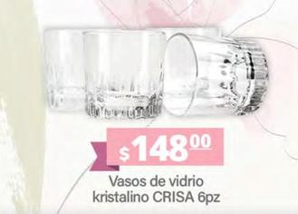 Oferta de Crisa - Vasos De Vidrio Kristalino  por $148 en La Comer