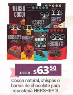Oferta de Hershey's - Cocoa Natural, Chispas O Barras De Chocolate Para Repostería por $63.5 en La Comer