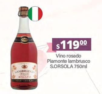 Oferta de S.Orsola - Vino Rosado Piamonte Lambrusco  por $119 en La Comer