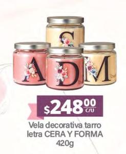 Oferta de Cera Y Forma - Vela Decorativa Tarro Letra  por $248 en La Comer