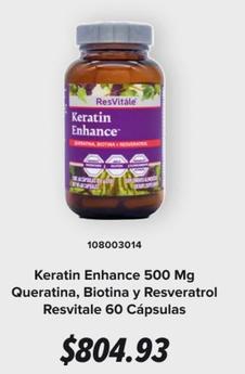 Oferta de Resvitale - Keratin Enhance Queratina , Biotina Y Resveratrol 60 Cápsula por $804.93 en GNC