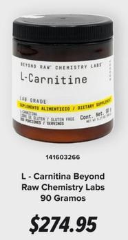 Oferta de Beyond Raw - L-Carnitina Chemistry Labs por $274.95 en GNC