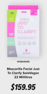 Oferta de Solovegan - Mascarilla Facial Just To Clarify  por $159.95 en GNC