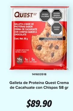 Oferta de Quest - Galleta De Proteína Crema De Cacahuate Con Chispas por $89.9 en GNC