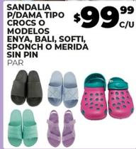 Oferta de Sandalia P/Dama Tipo Crocs O Modelos Enya, Bali, Softi, Sponch O Merida Sin Pin  por $99.99 en Merco