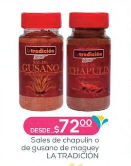 Oferta de La Tradicion - Sales De Chapulin O De Gusano De Maguey  por $72 en Fresko