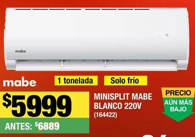 Oferta de Mabe - Minisplit Blanco 220 V por $5999 en The Home Depot