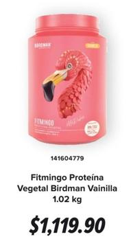 Oferta de Fitmingo Proteína Vegetal Birdman Vainilla 1.02 kg por $1119.9 en GNC