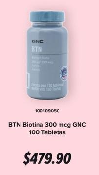Oferta de Gnc - BTN Biotina 300 MCG 100 Tabletas por $479.9 en GNC