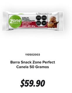 Oferta de Barra Snack Zone Perfect Canela 50 Gramos por $59.9 en GNC
