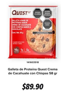 Oferta de Quest - Galleta De Proteína  Crema De Cacahuate Con Chispas 58 Gr por $89.9 en GNC