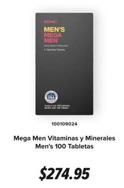 Oferta de Mega Men Vitaminas Y Minerales Men's 100 Tabletas por $274.95 en GNC