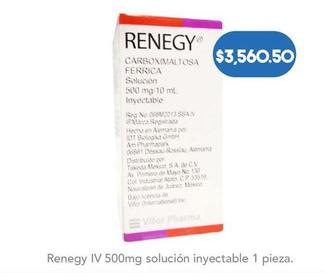 Oferta de Renegy - IV 500mg Solucion Inyectable 1 Pieza por $3560.5 en Farmacia San Pablo