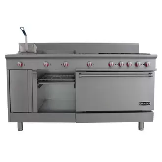 Oferta de Estufa universal de gas Drago con parrilla, freidora, plancha de 2", asador, y gratinador- UNIV-FG-2008 por $51170 en Cooking Depot