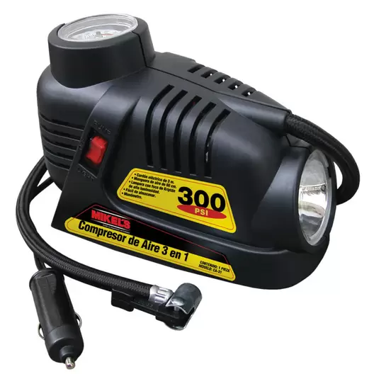 Oferta de COMPRESOR DE AIRE 3 EN 1 300 psi 12 volts por $466.45 en Mikel's