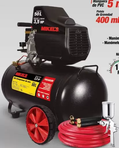 Oferta de Compresor de aire 3.5hp con Kit neumático por $3621 en Mikel's