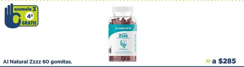 Oferta de Al Natural - Zzzz 60 gomitas por $285 en Farmacia San Pablo