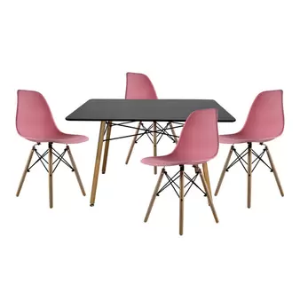 Oferta de Comedor Mesa Oslo Rectangular Negro + 4 Sillas Oslo por $3698 en Mundo In Muebles