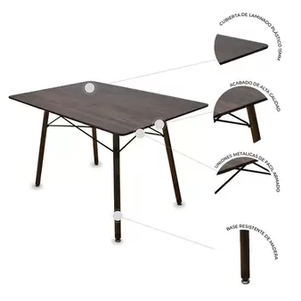 Oferta de Comedor Mesa Oslo Rectangular Nogal + 4 Sillas Oslo por $3449 en Mundo In Muebles