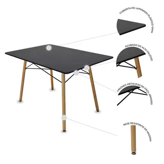 Oferta de Comedor Mesa Oslo Rectangular Negro + 4 Sillas Oslo por $3449 en Mundo In Muebles