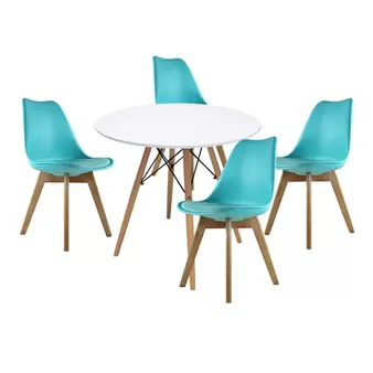 Oferta de Comedor Mesa Oslo 80 Blanca + 4 sillas Frankfurt por $3449 en Mundo In Muebles